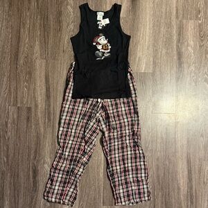 Disney | Black Tank Top and Plaid Pants Women's 2-Piece Pajama Set